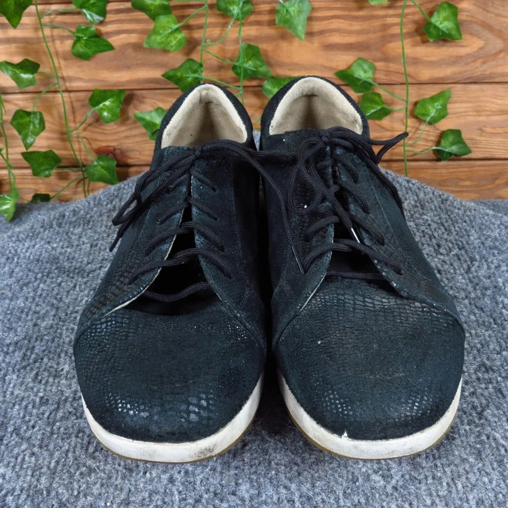 Revere Athens Women Casual Sneaker Size 8 Wide Walking‎ Shoe Black Leather